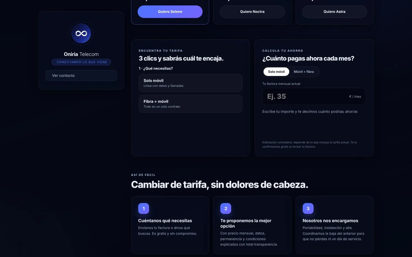 Cambiar de tarifa en tres pasos